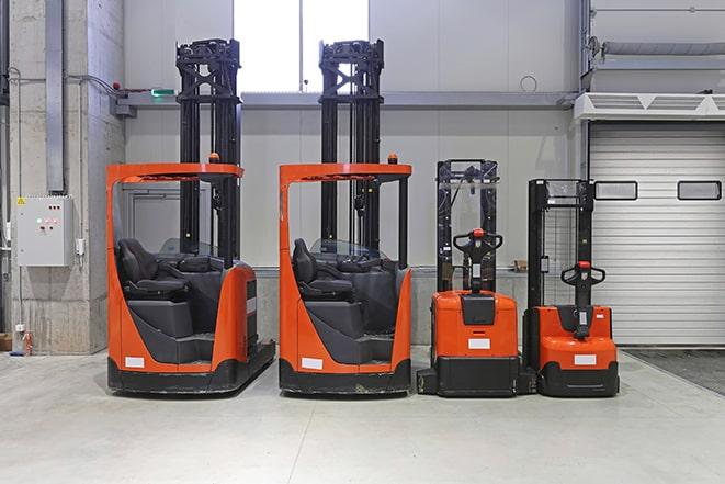 forklifts in a distribution center